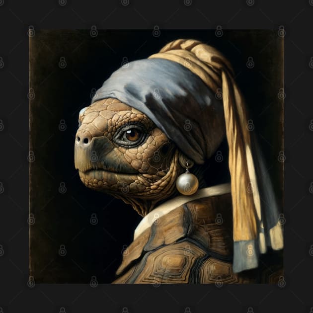 Wildlife Conservation - Pearl Earring Galapagos Tortoise Meme by Edd Paint Something