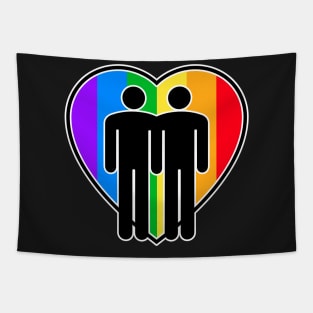 Gay Men Valentines Day Rainbow Heart Tapestry