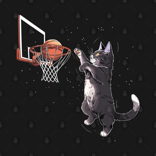 Cat Dunking Basketball Gifts Men Women Kids Funny Cat by KsuAnn