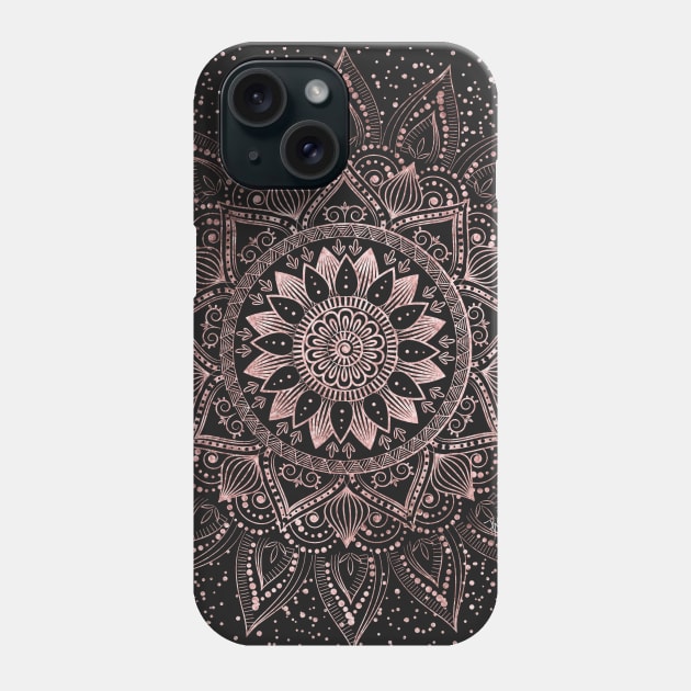 Elegant rose gold mandala dots and marble artwork Phone Case by InovArtS