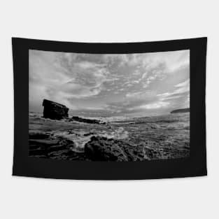 Collywell Bay storm in B&W Tapestry