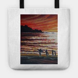 Oil Painting - Surfers in Pacifica, California, 2008 Tote