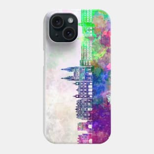 Burgos skyline in watercolor background Phone Case