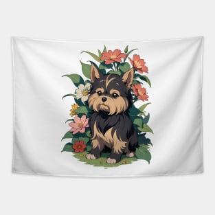 Floral Terrier's Serenity Tapestry