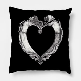 Skeleton lovers fancy vintage heart. Pillow