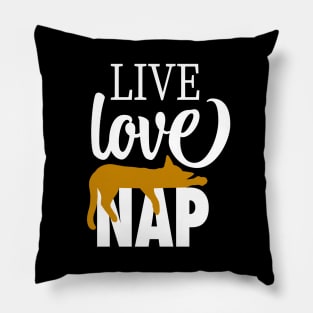 Live Love Nap Sleepy Orange Tabby Cat - Lazy Day Kitty Lover Pillow