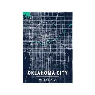 Oklahoma City Blue Dark Color City Map T-Shirt