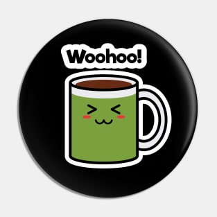 Woohoo! | Coffee | Charging | Low Battery | Cute Kawaii | Black Pin