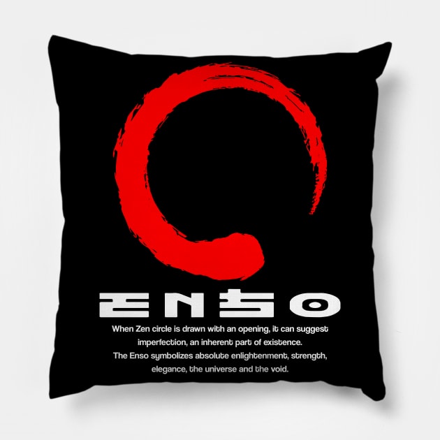 Enso meaning Japanese kanji words character symbol 178 Pillow by dvongart