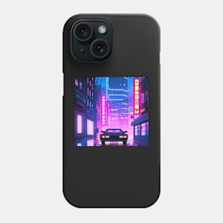 Mirror streat in Cyberpunk city Phone Case