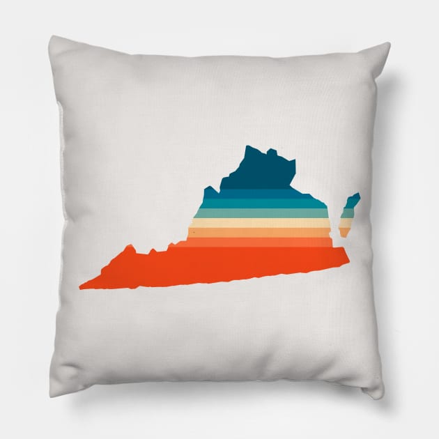 Virginia State Retro Map Pillow by n23tees