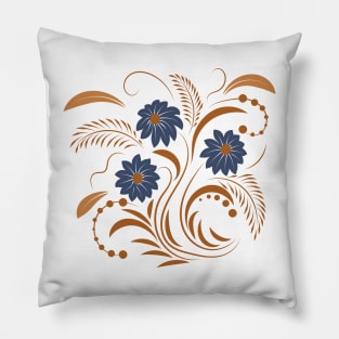 Folk floral art print  Flowers abstract art  poster Pillow