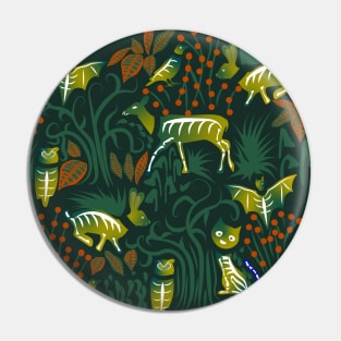 Eerie Forest- Mystical Animals in the Woods- Emerald Citron Pin