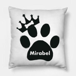 Mirabel name made of hand drawn paw prints Pillow