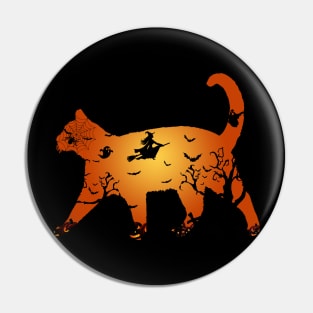 Cat Halloween Mens Womens Pin