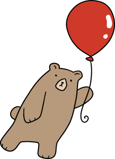 Red Balloon Grizzly Bear Magnet