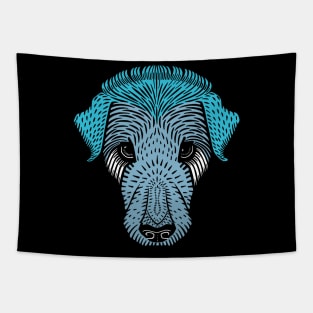 Vintage dog head-blue Tapestry