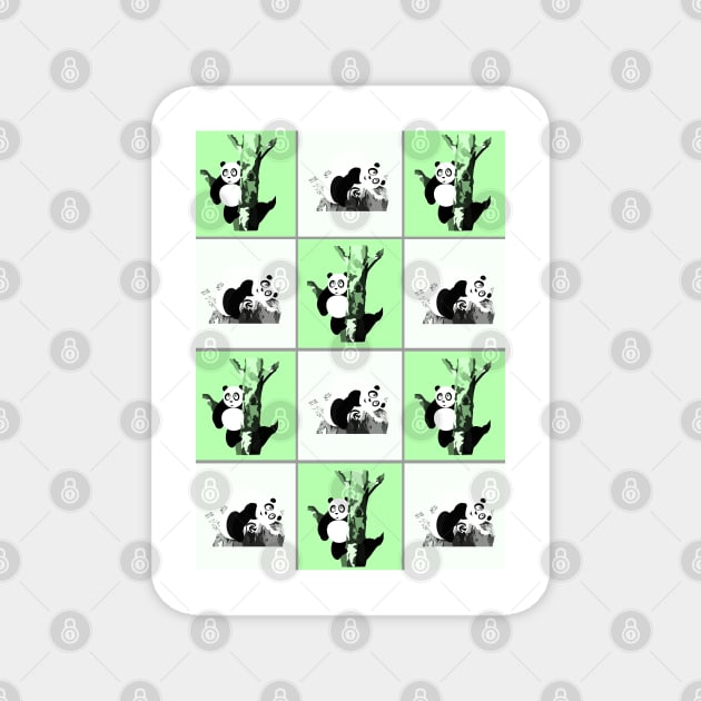 Pandas Checker - Green Magnet by adamzworld