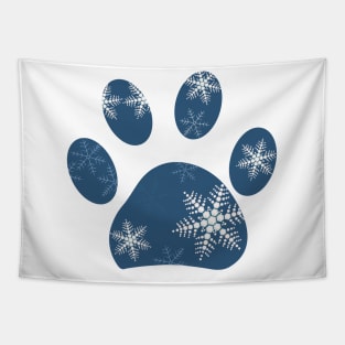 Paw print made of snowflakes Tapestry