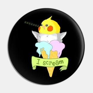 kawaii ice cream cockatiel Pin