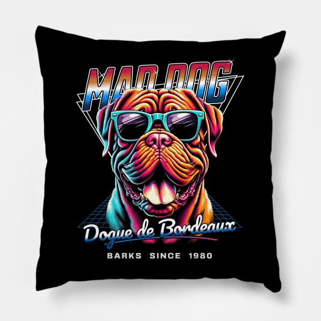 Mad Dog Dogue de Bordeaux Dog Pillow by Miami Neon Designs