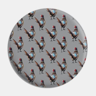 Pheasant pattern on grey background Pin