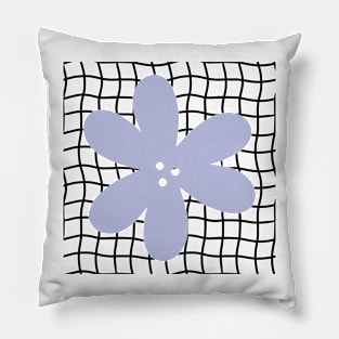 Abstract Flower on Grid - Pastel lilac purple Pillow