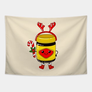 Cute Christmas Vegemite Jar Tapestry