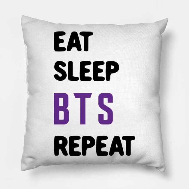 Eat sleep BTS repeat Pillow by Oricca