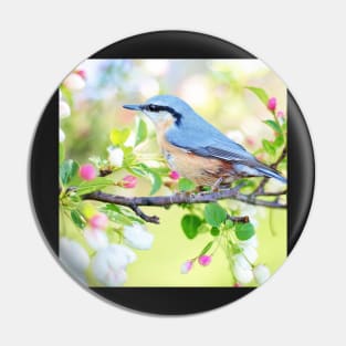 Spring Blue Bird in Watercolor Pin