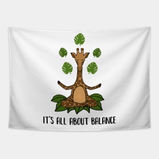 Giraffe Yoga Pose, Balance, Zen Meditation Tapestry