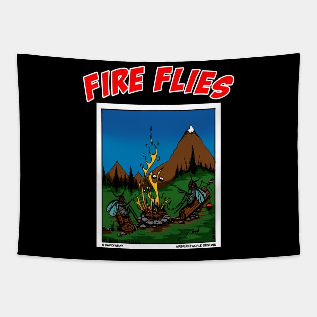 Fire Flies Around A Campfire Novelty Camping Gift Tapestry by Airbrush World