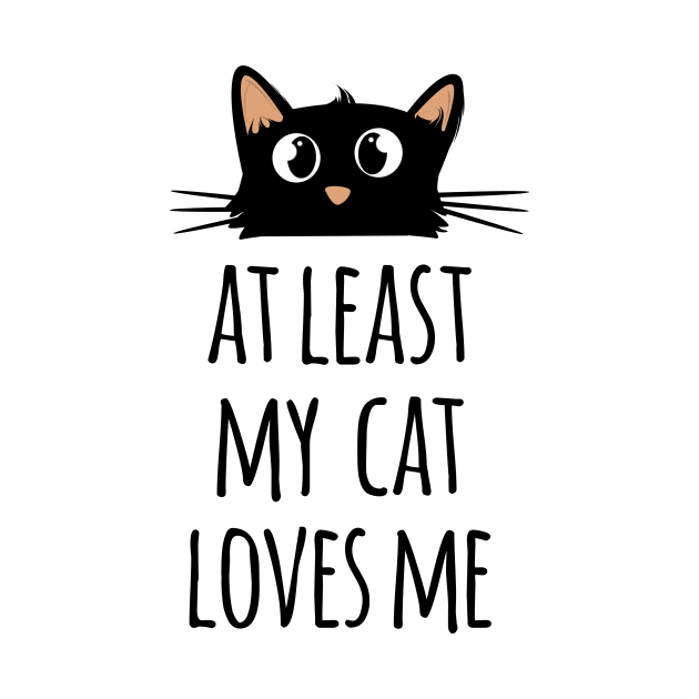 At least my cat loves me cute and funny black cat by Rishirt