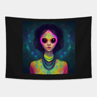 Colorful Alien Girl - best selling Tapestry