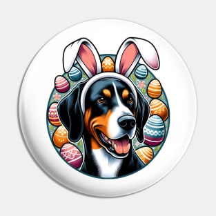 Transylvanian Hound Enjoys Easter with Bunny Ears Pin