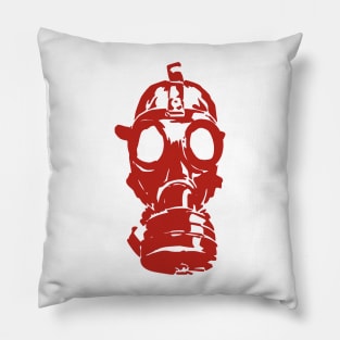 Vintage Gas Mask -- Red Edition Pillow