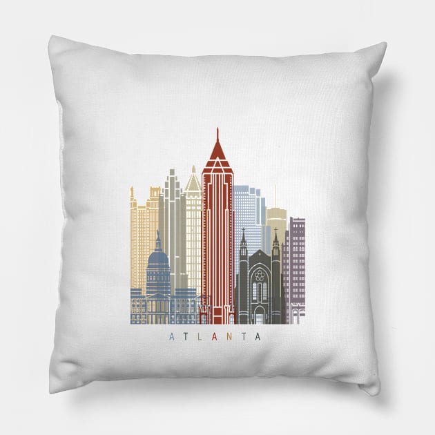 Atlanta skyline poster Pillow by PaulrommerArt