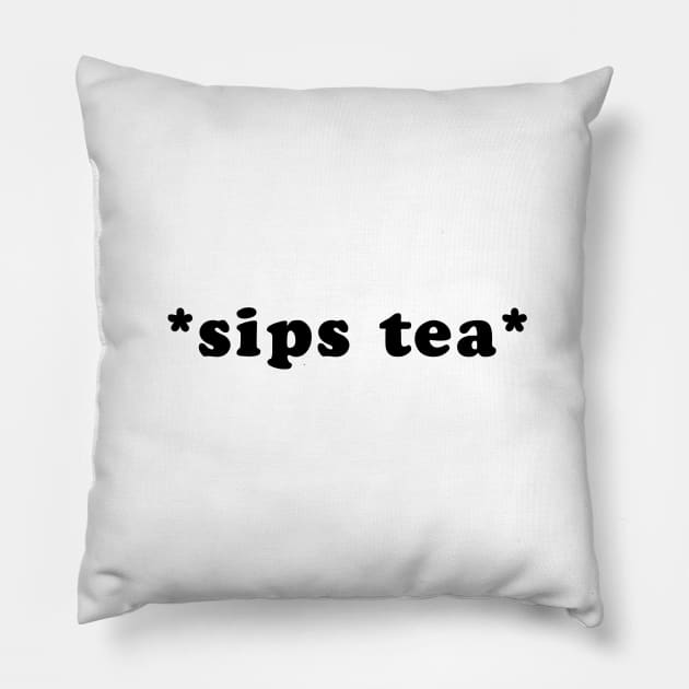 Sips Tea Girly Groovy Style Funny Meme Pillow by mangobanana