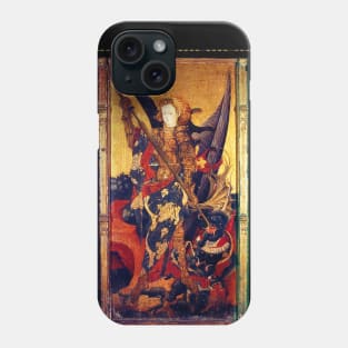 St. Michael Archangel Vanquishing the Devil as Medieval Knight Phone Case