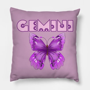 Gemini zodiac sign purple butterfly pretty Pillow