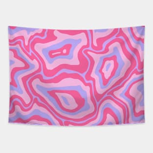 Abstract Retro Liquid Marble Swirl, Purple and Pink Tapestry