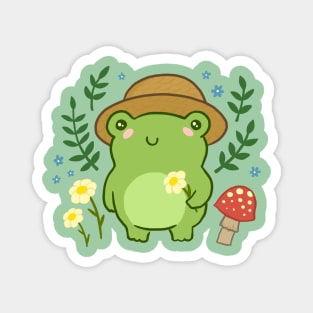 Cute Frog with Hat Mushroom Kawaii Aesthetic Cottagecore Magnet