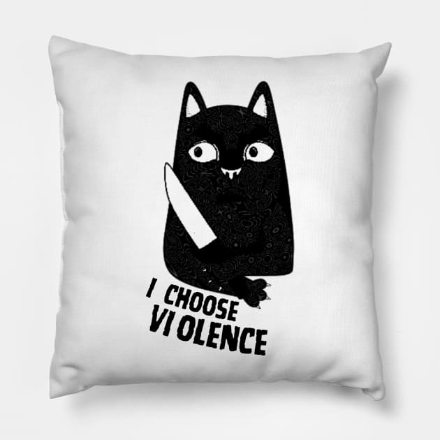 I choose violence black cat halloween Pillow by Gravity Zero