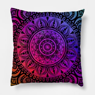 Digital Fluid Art Design - from Original Cup Technique - Rainbow Mandala Pillow