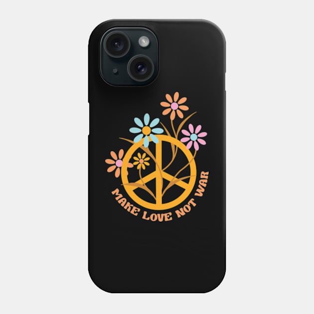 Hippie Soul Make Love not War Phone Case by Retro Comic Books