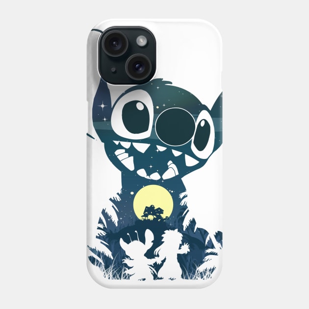 Ohana Stitch Night Set Silhouette Phone Case by Meca-artwork