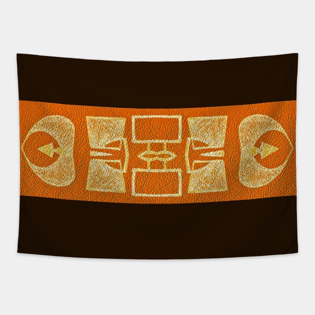 Orange African Wax Abstract Symbol Pattern Tapestry by Tony Cisse Art Originals