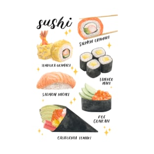 Sushi Watercolour Chart T-Shirt