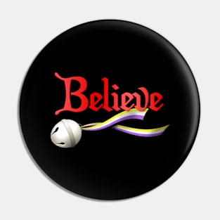 Believe Nonbinary Pride Jingle Bell Pin