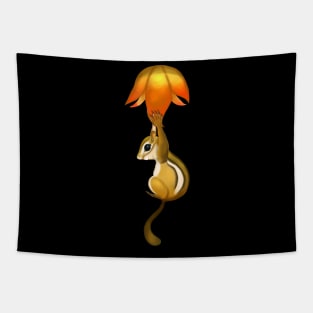 Chipmunk flying in a balloon leaf Tapestry
